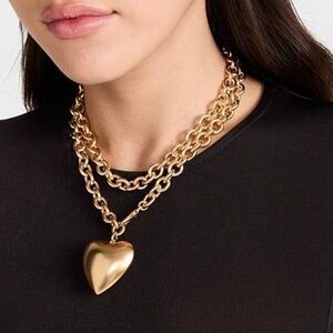 NWOT $155 Roxanne Assoulin The Puffy Heart Necklace in Gold